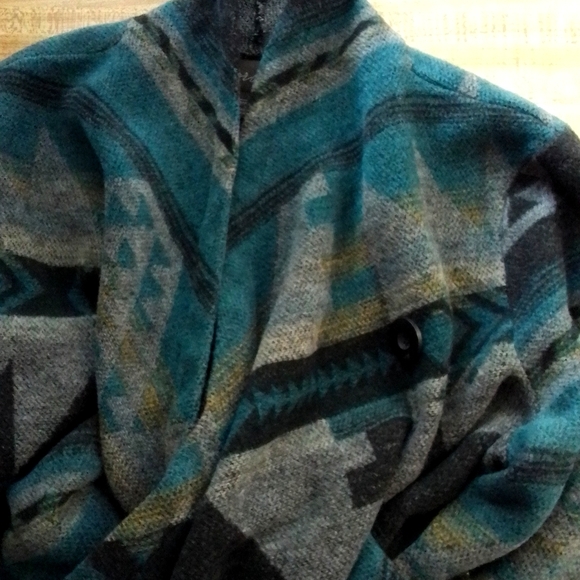 Aztec Geometric Pattern Open Wool Cardigan - Picture 8 of 13
